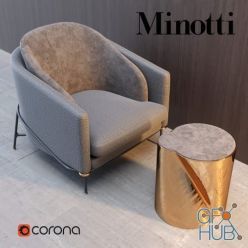 3D model Armchair Minotti Fil Noir