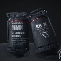 3D model Hmx explosive grenade PBR