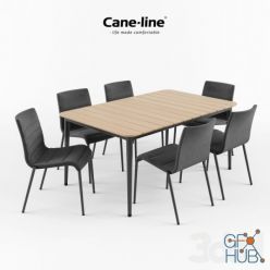 3D model CANE-LINE Core Chair + Table