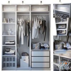 3D model Wardrobe open with filling