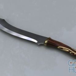 3D model Curved knife with inlaid handle