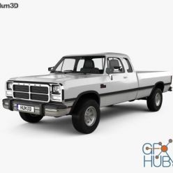 3D model Dodge Ram Club Cab 1991