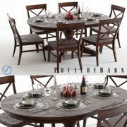 3D model Sumner table and Aaron chairs by Pottery Barn