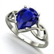 3D model Silver ring with blue stone