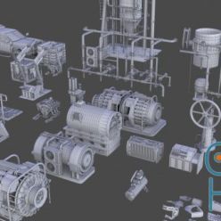 3D model ArtStation – Industrial Kitbash – 150 Models with UVs
