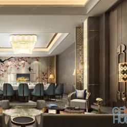 3D model Dining Interior C007 Chinese style Vray