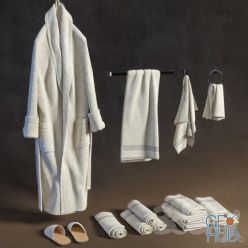 3D model Bath set with bathrobe and towels