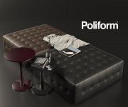 3D model Poliform Gant pouf and Poliform Flute table