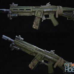 3D model Post Apocalypse Scifi Rifle 1