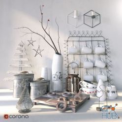 3D model Scandinavian decor with dishes