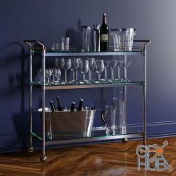 3D model Service table with bottles