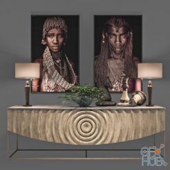 3D model African Decoration Console Set