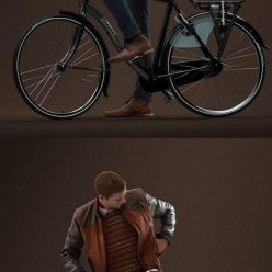 3D model Guy With Bicycle Pre Posed