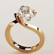 3D model Gold ring with one stone
