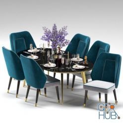 3D model Dining table, Deux lounge chair by Inside Out