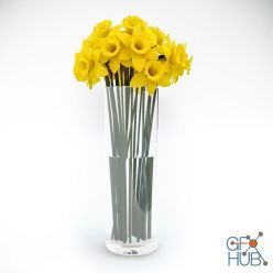 3D model Vase with tubular daffodils (max, fbx)