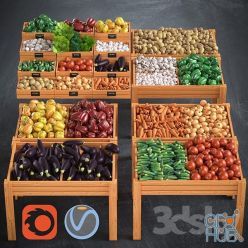 3D model Set of Fresh Vegetables to the Store