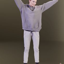 3D model Casual Girl Stretching Scanned