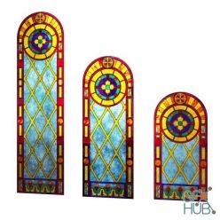 3D model Stained-glass window in three sizes