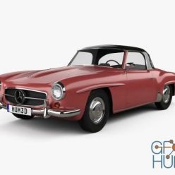 3D model Mercedes-Benz SL-class (R121) hardtop 1955 car