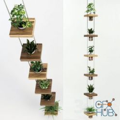 3D model Hanging shelf with flowers