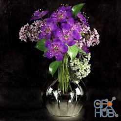 3D model Bouquet with lilacs in a vase
