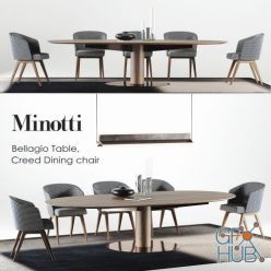 3D model Bellagio table, chair Creed by Minotti