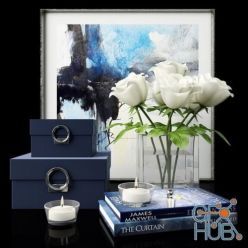 3D model Decor set with boxes and white roses