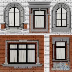 3D model Classic frame window 2