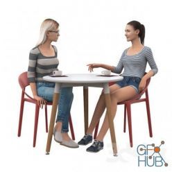 3D model Girls in a cafe (Vray, Corona)
