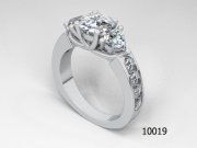 3D model Ring with three diamonds