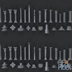 3D model Pillar Low-poly 3D-Models Bundle