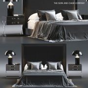 3D model Modern bed with Chopin headboard