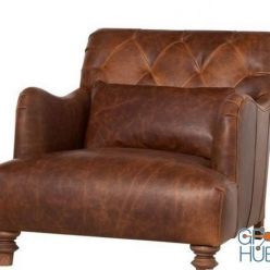 3D model Acacia British Leather Large Accent Chair