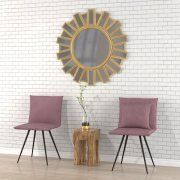 3D model Pink chairs, wooden table and mirror