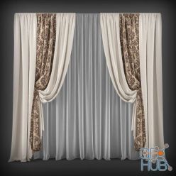 3D model Curtains with tulle