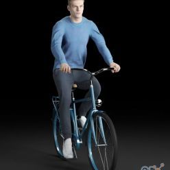 3D model Young man on a bicycle 3d scan