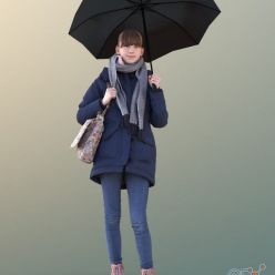 3D model Lisa girl with umbrella (3d-scan)