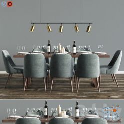 3D model Modern Dinning Set 6 with decor