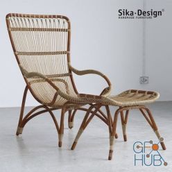 3D model Sika Design Monet Chair and Footstool