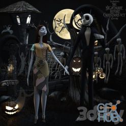 3D model The Nightmare before Christmas Set Sally & Jack