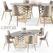 3D model Cantori set with Isidoro table and Aurora chair