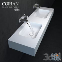3D model Washbasin Corian Countertop Water