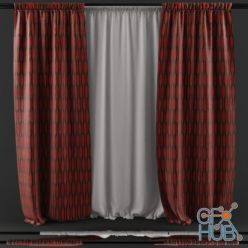 3D model Red brown curtains