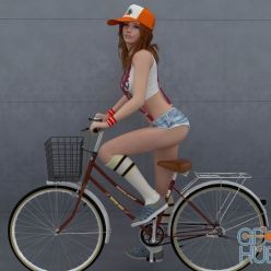 3D model Sexy girl on the bike
