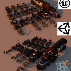 3D model CGTrader – Battle Car Package Low-poly 3D models