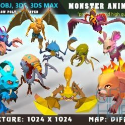 3D model Cubebrush – Low Poly Monster Cartoon Collection 01 – Animated