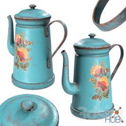 3D model Retro coffee pot with grunge texture