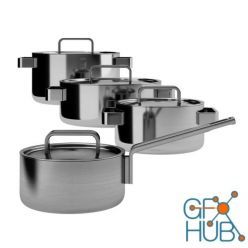 3D model Tools 4 Set Cooking Pots by Iittala