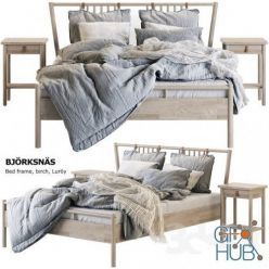 3D model Wooden bed BJORKSNAS by IKEA